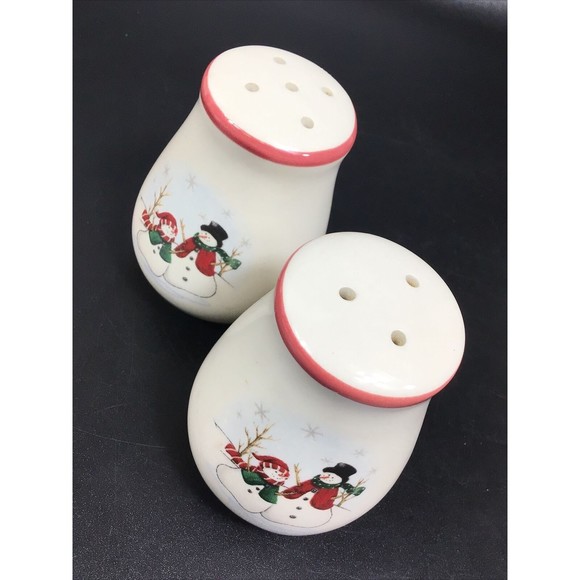 Royal Seasons Snowmen Christmas Salt & Pepper Shaker Set Holiday Stoneware  01V7 - Picture 7 of 8
